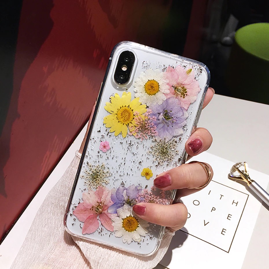 Colorful Pressed Dried Flowers iPhone Case