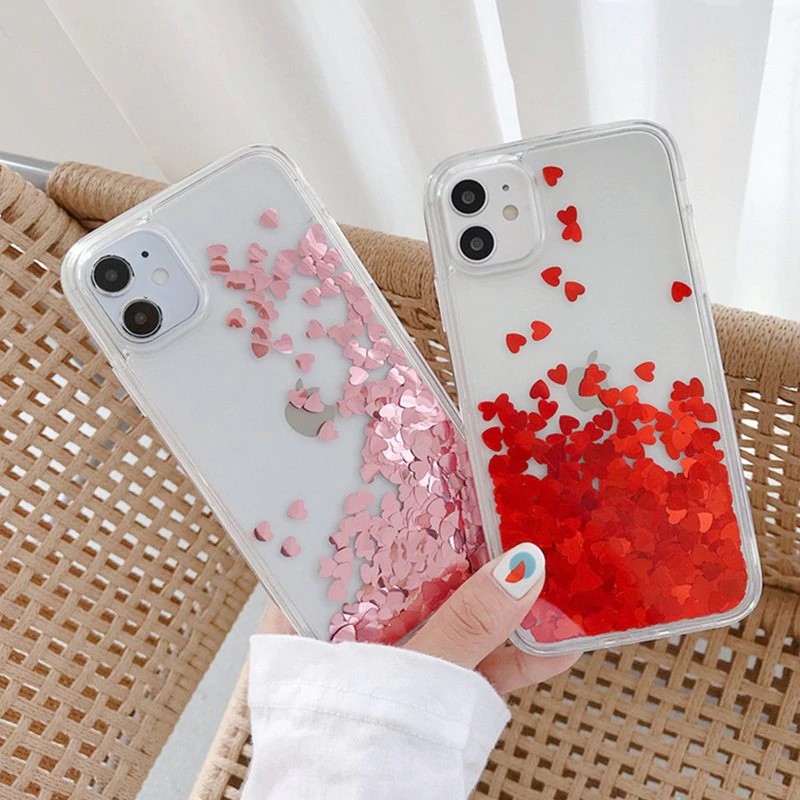 Cute Heart Quicksand iPhone Case | FinishifyStore