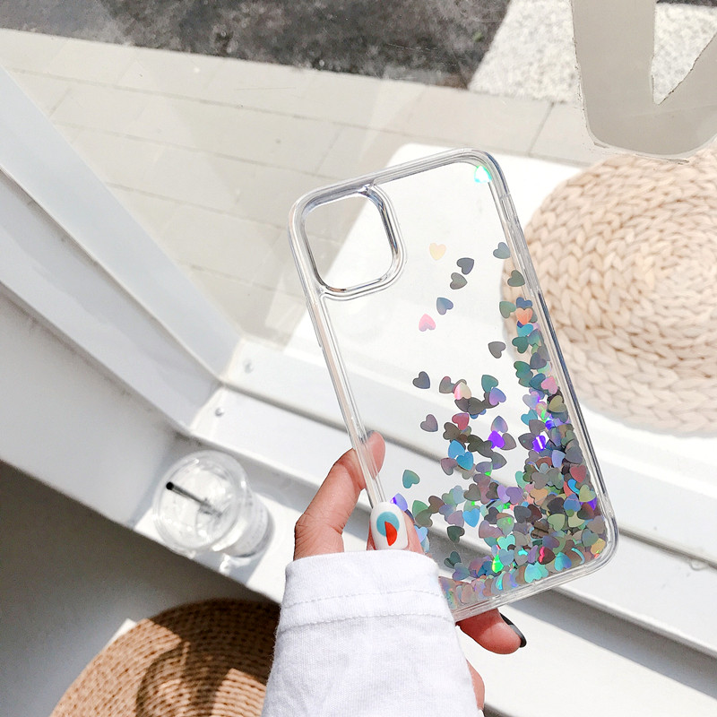Liquid Glitter Hearts iPhone Case