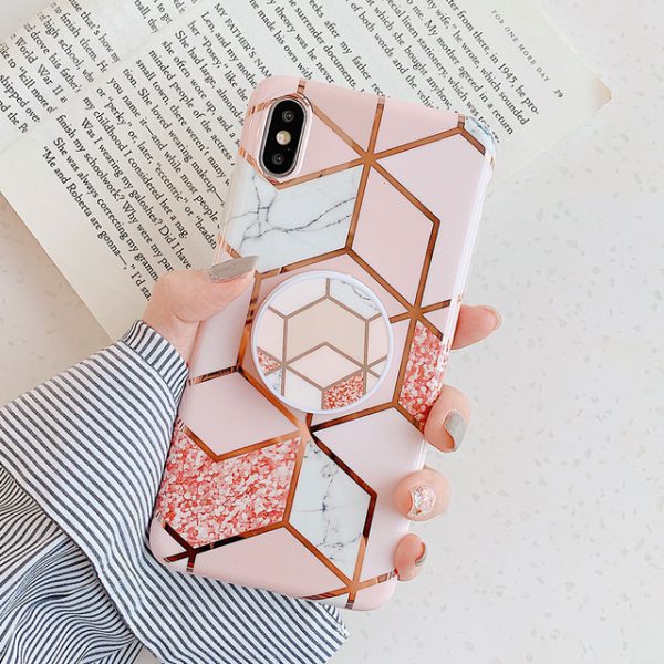 Pink Geometric Marble iPhone X Case - FinishifyStore