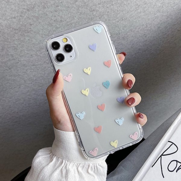 Colored Hearts Clear iPhone Case - FinishifyStore