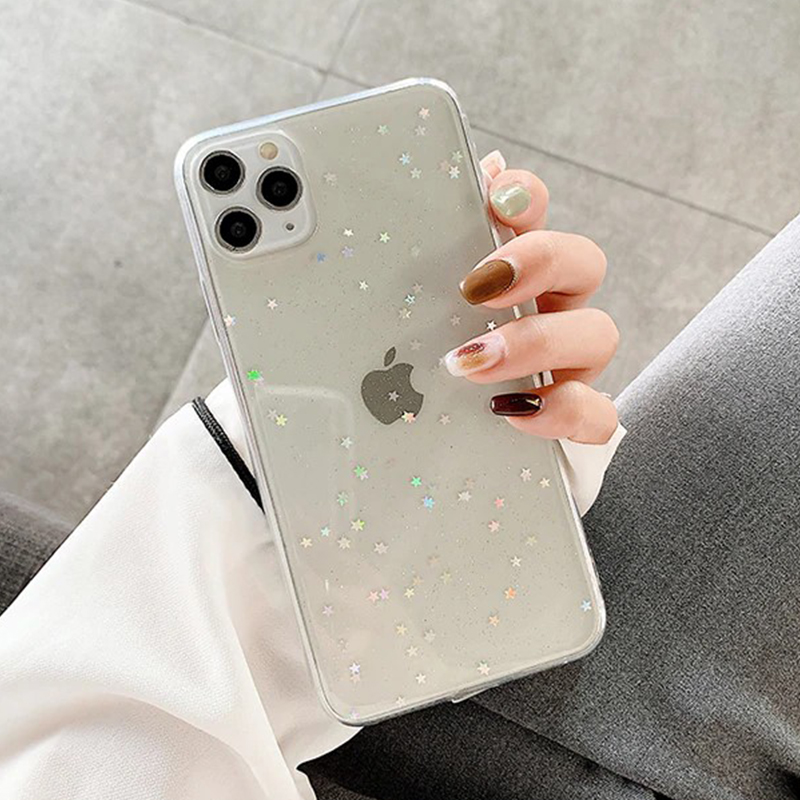 Glitter Stars Clear iPhone Case - FinishifyStore