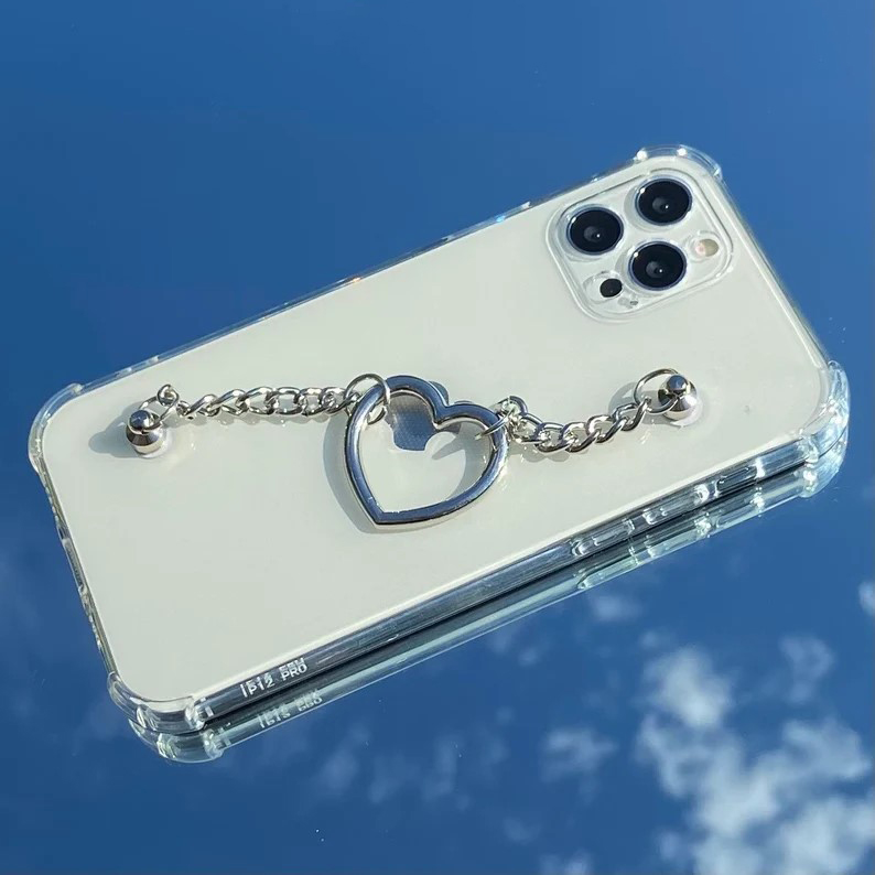 Clear iPhone 12 Pro Max Case With Heart Chain