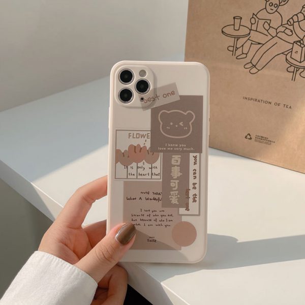 Brown Kawaii Collage Phone Case For iPhone