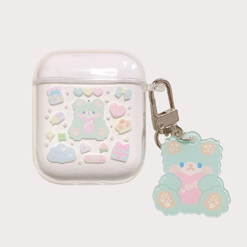 Teddy Bear AirPods Case With Keychain