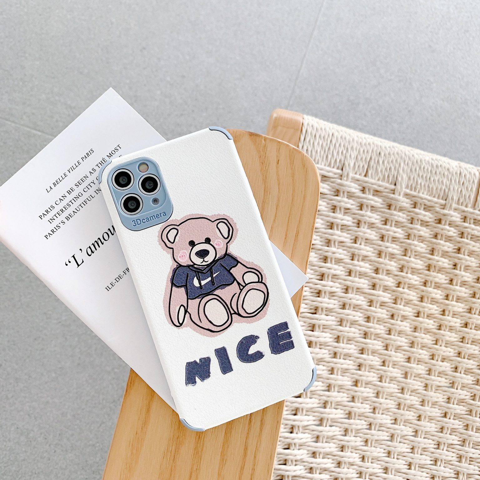 floral bear iphone 15 plus clear case