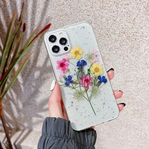 Glitter Pressed Flowers iPhone 11 Cases