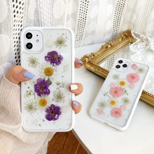 iPhone case with pressed flowers
