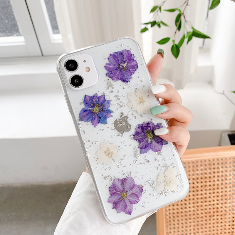 Pressed Dried Purple Flowers iPhone Case