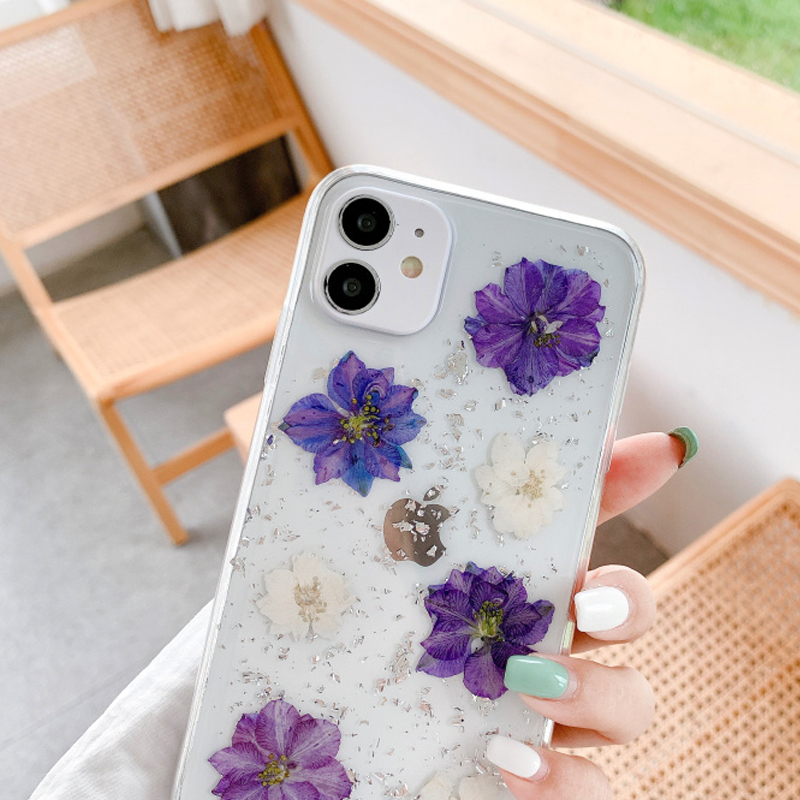 Pressed Dried Purple Flowers iPhone 13 Case