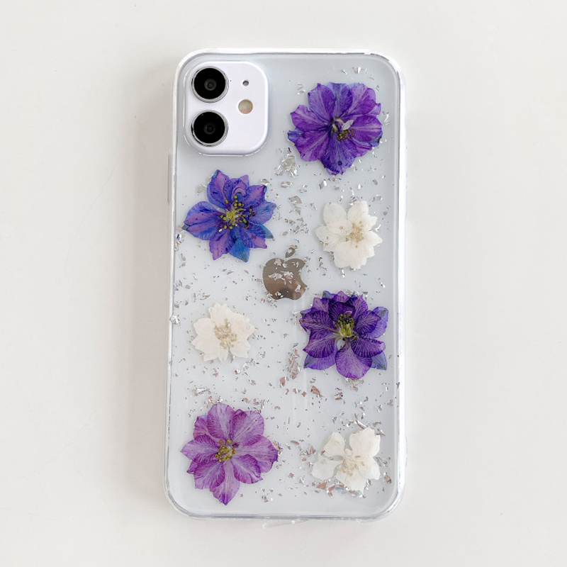 Pressed Dried Purple Flowers iPhone 12 Case