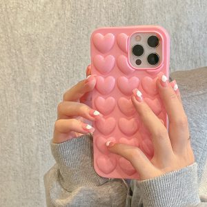 3D Bubble Pink Hearts Case - FinishifyStore