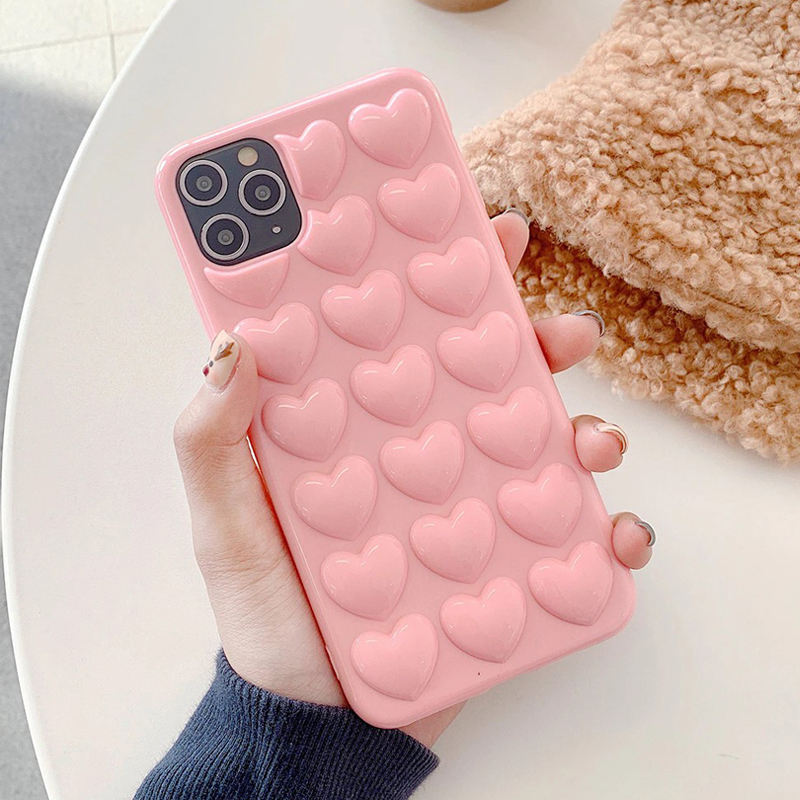 3D Love Pink Hearts Cases - FinishifyStore