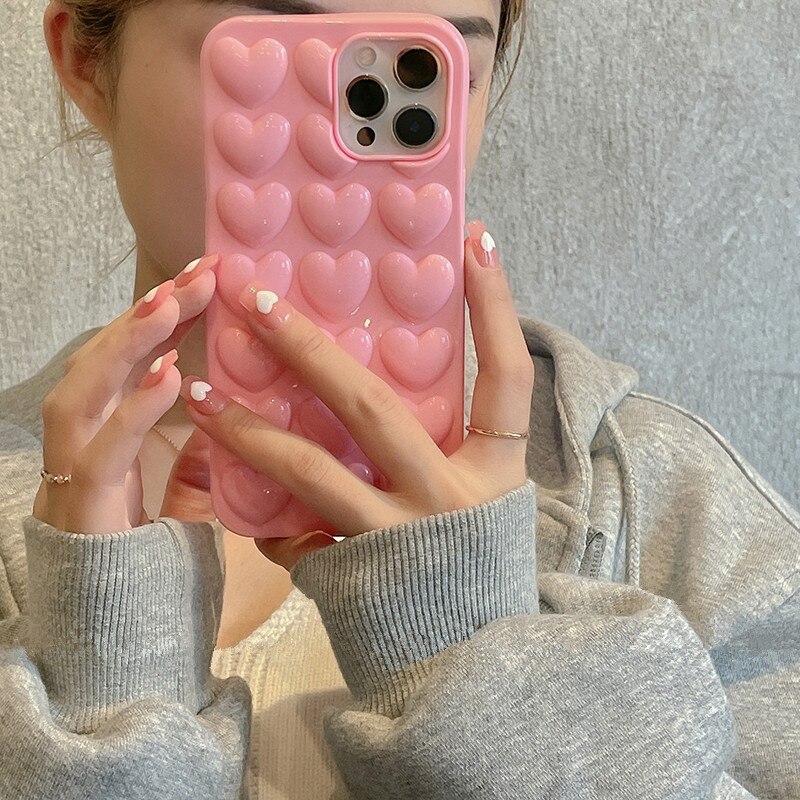 Bubble Pink Hearts Case - FinishifyStore