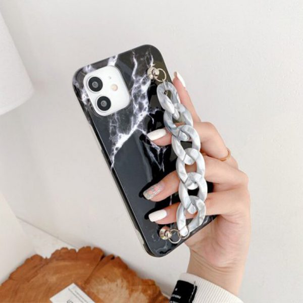 Black Marble Case With Chain