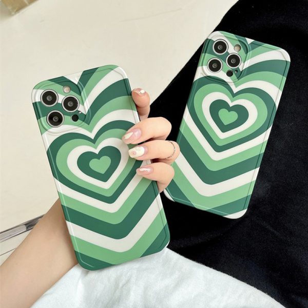 Latte Heart Green iPhone Case