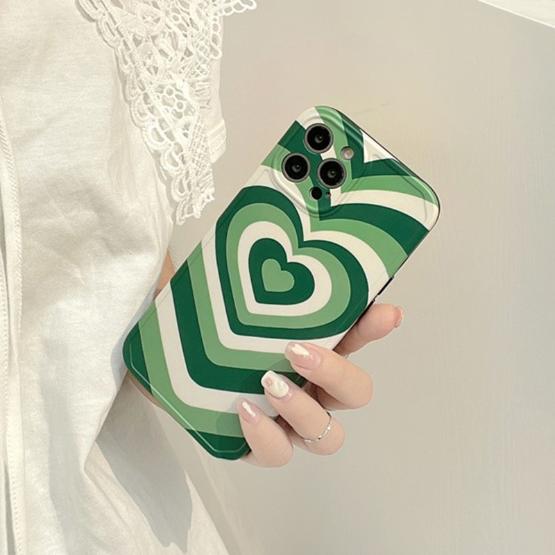 Latte Heart Green iPhone 12 Case