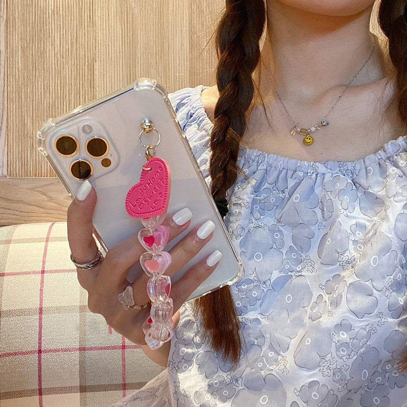 Pink Love Heart Chain iPhone Case