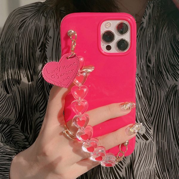 Pink Heart Chain iPhone 13 Pro Max Case