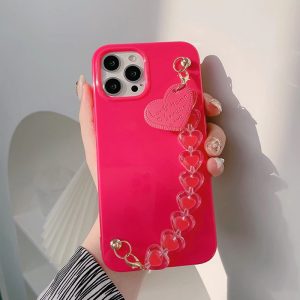 Pink Heart Chain iPhone Case