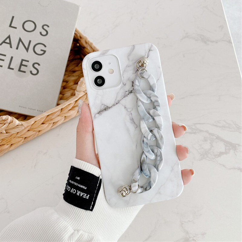 White Marble Case With Chain