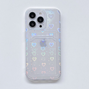 Holographic Heart Wallet iPhone 13 Pro Max Case