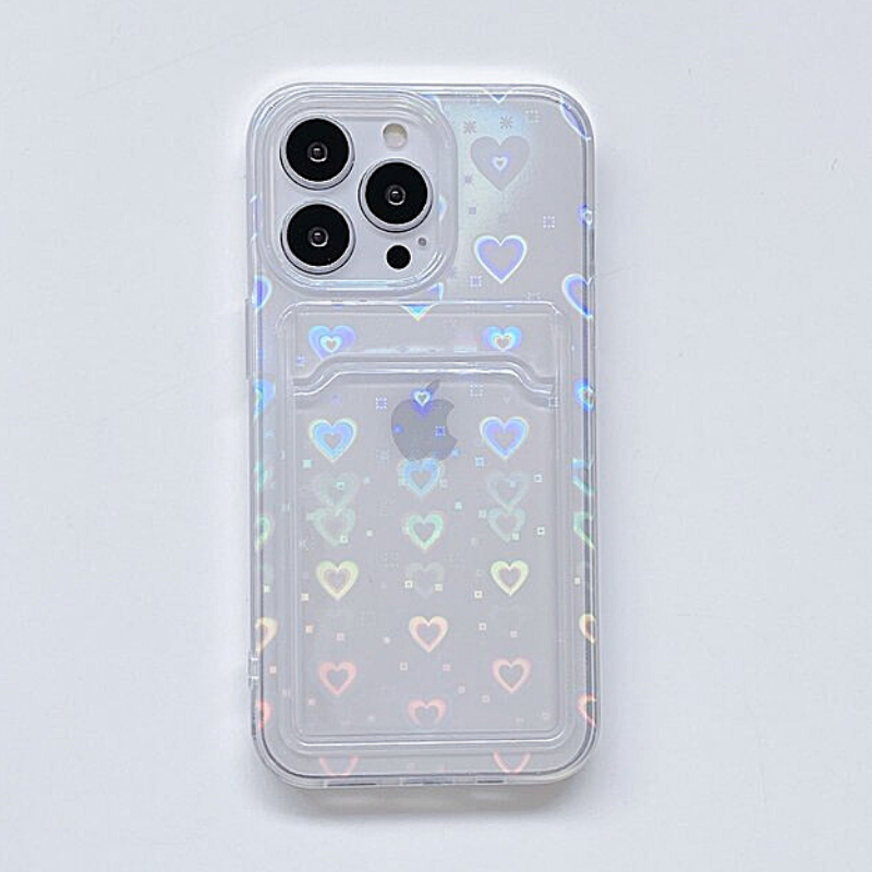 Holographic Wallet Heart iPhone 13 Pro Max Case - FinishifyStore