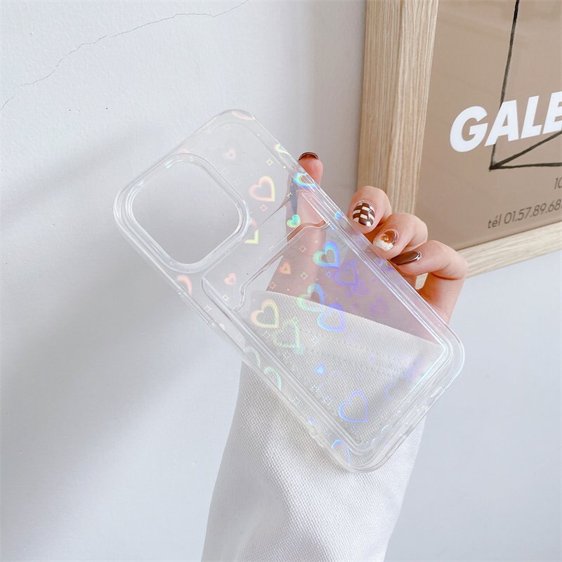 Holographic Wallet Heart iPhone Case - FinishifyStore