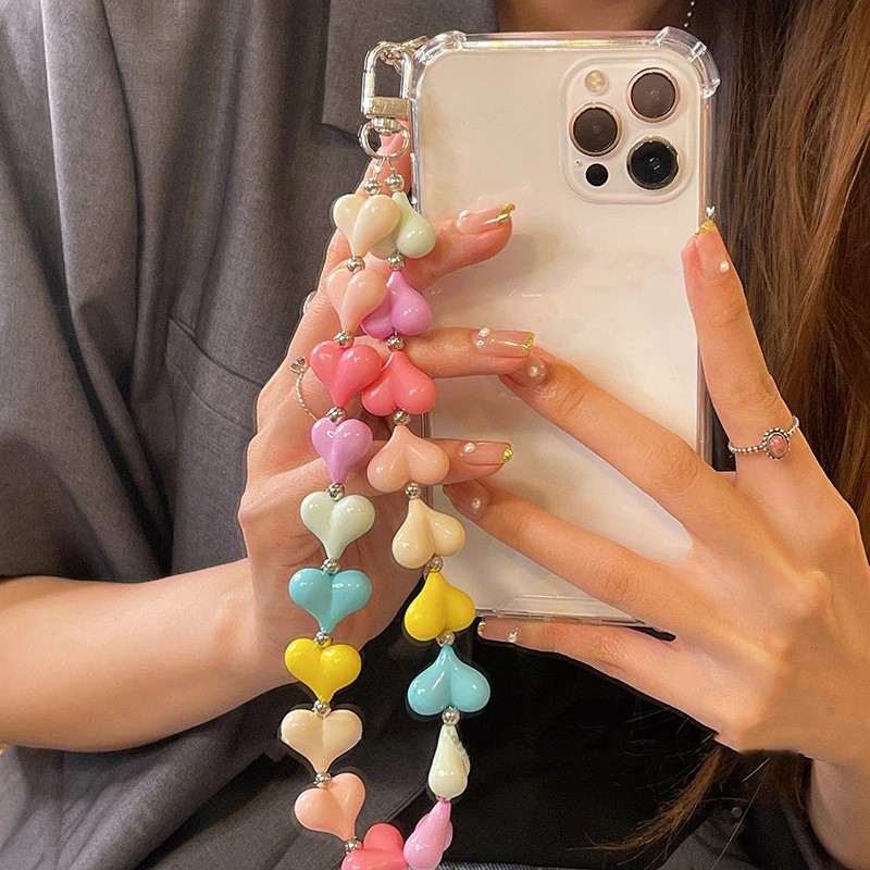 Colorful Heart Beaded Strap iPhone Case