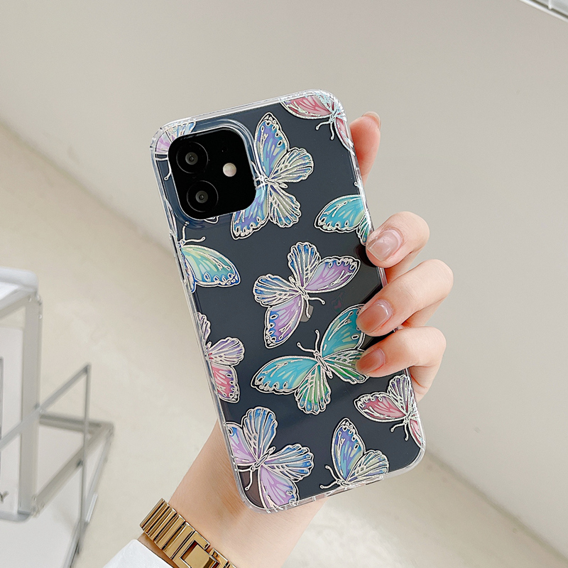 Butterfly Glitter Clear iPhone Case