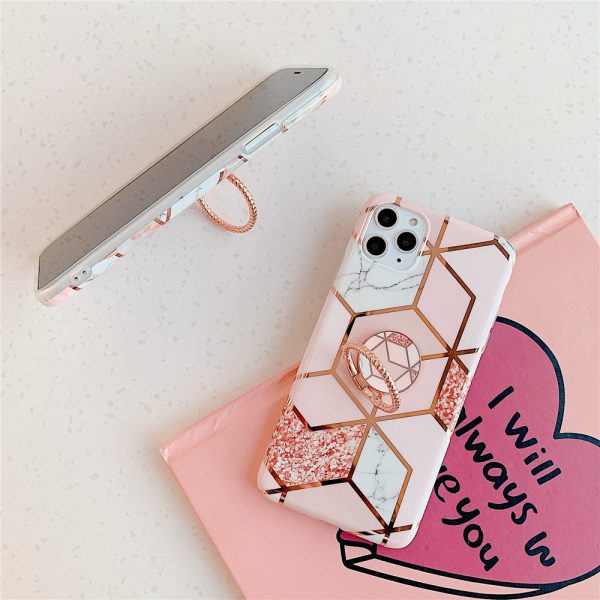 Pink Geometric Marble iPhone Case