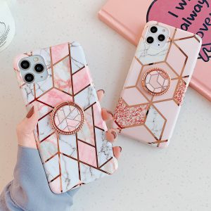 Pink Geometric Marble iPhone Case
