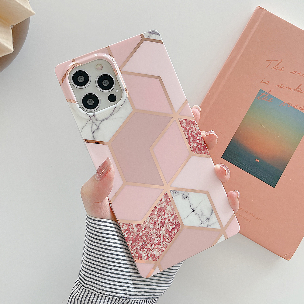 Pink Marble Square iPhone Case