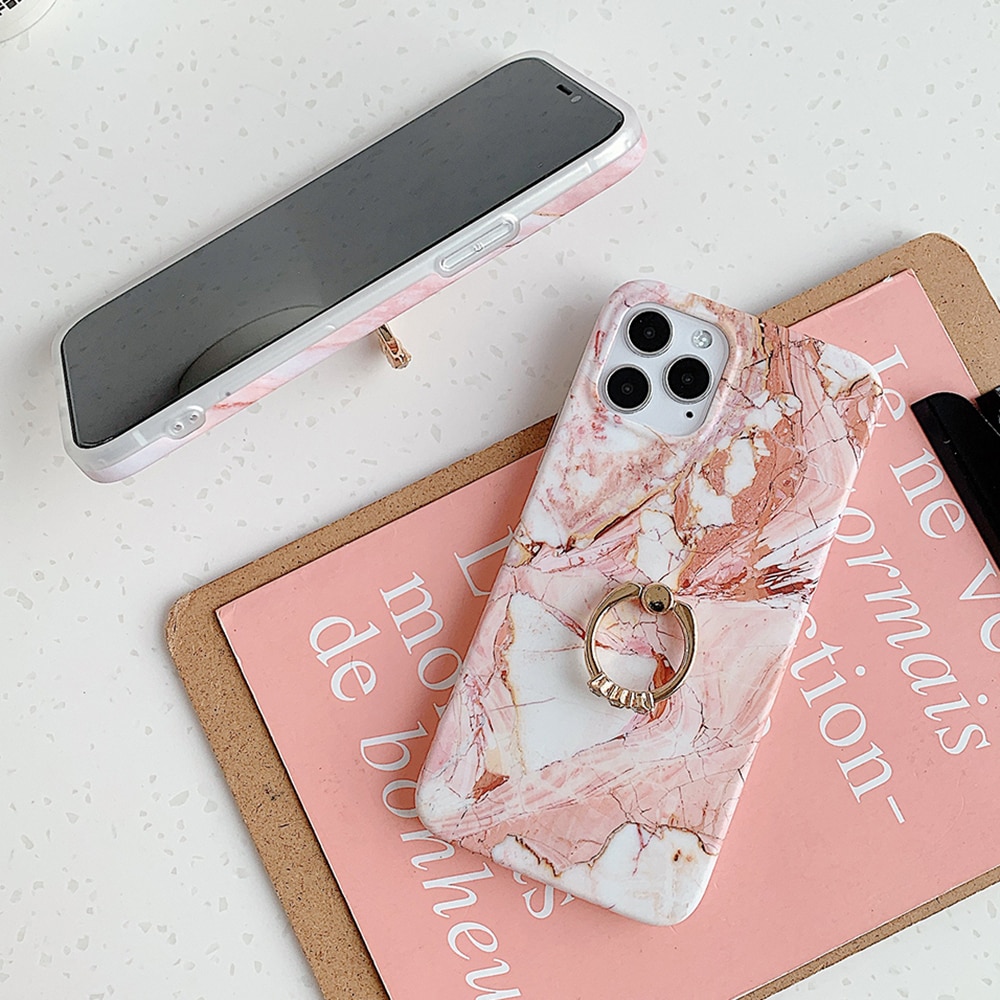 Marble iPhone Case With Ring Holder