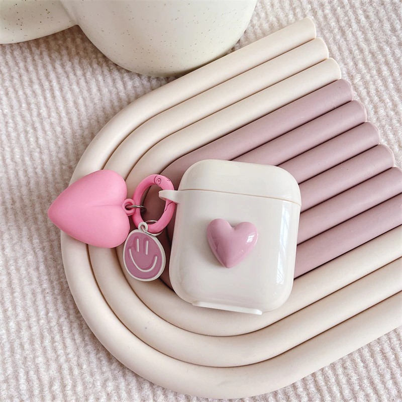 3D Pink Heart AirPod Case
