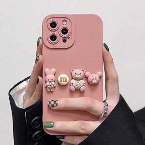 Pink Rabbit & Bear iPhone Case - FinishifyStore