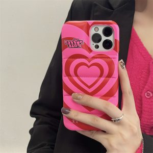 Pink Heart Puffer iPhone Case