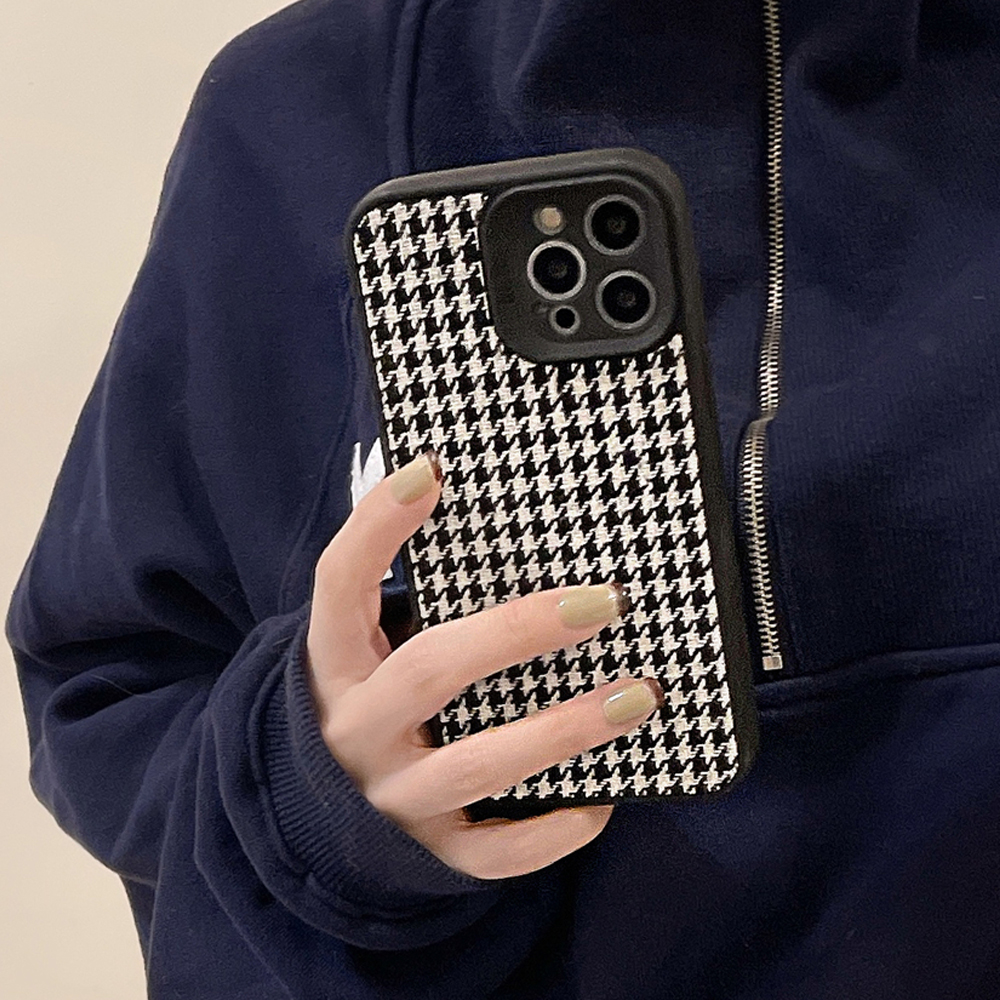 Houndstooth Embroidery iPhone Case - FinishifyStore