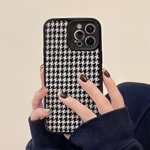Houndstooth Embroidery iPhone 13 Pro Max Case - FinishifyStore