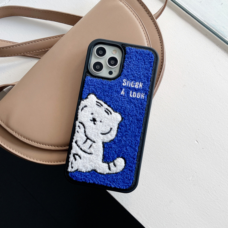 Tiger Embroidery Plush iPhone 11 Pro Max Case