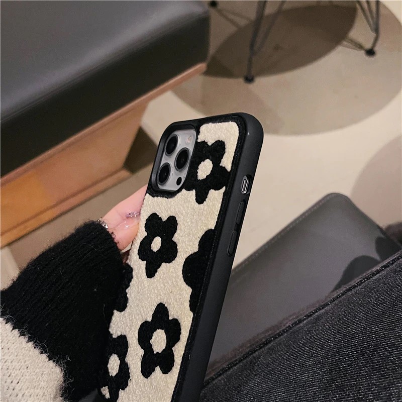 Black Plush Flower iPhone 11 Pro Max Case