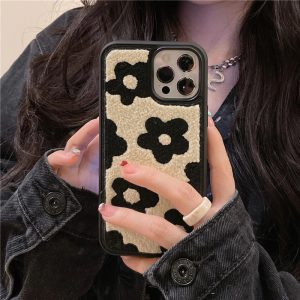 Black Plush Flower iPhone 12 Pro Max Case