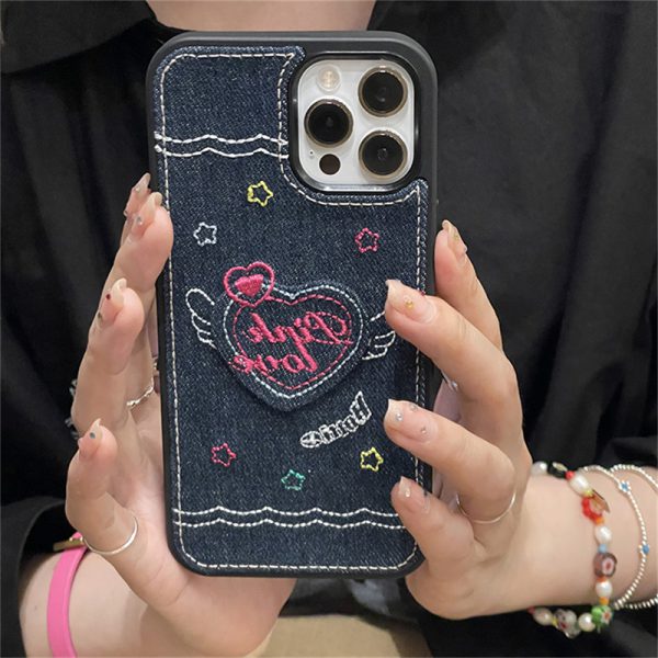 Embroidered Heart iPhone 14 Pro Max Case