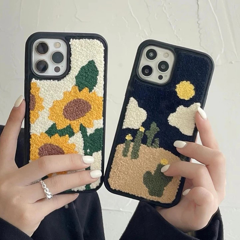 Plants Embroidery iPhone 14 Pro Max Cases