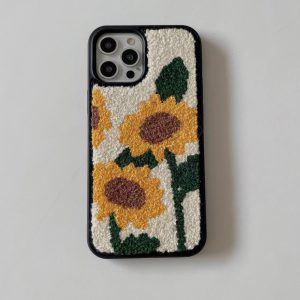 Sunflower Embroidery iPhone 14 Pro Max Case