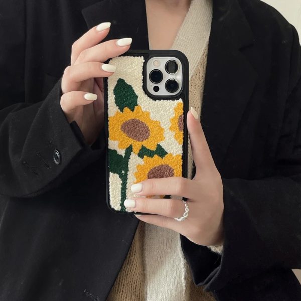 Sunflower Embroidery iPhone Case