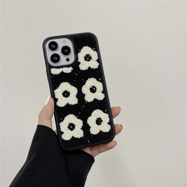 White Plush Flowers iPhone 14 Pro Max Case