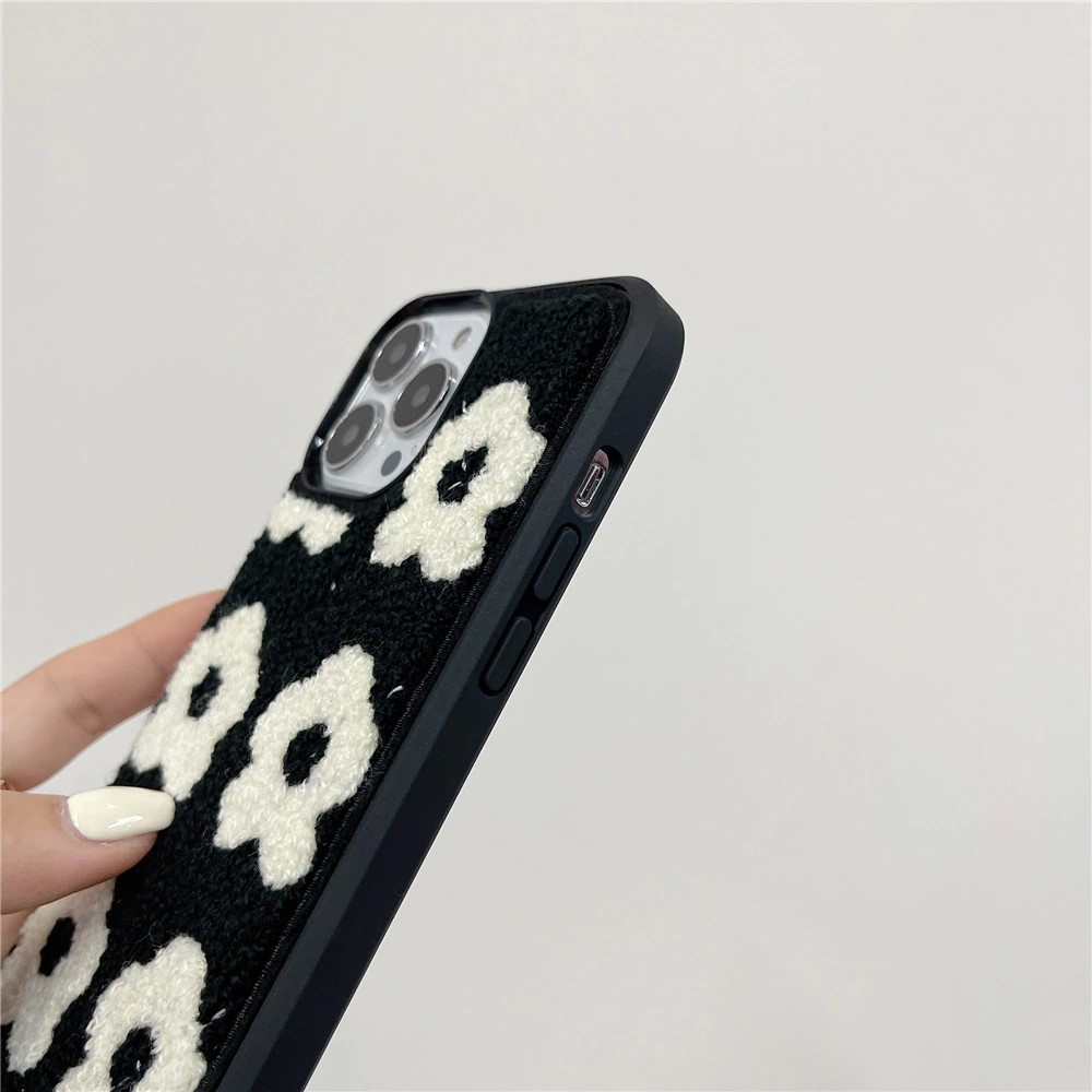 White Plush Flowers iPhone Case