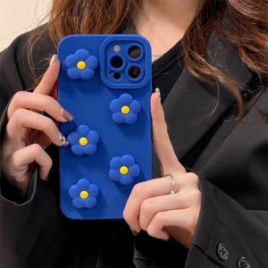 3D Blue Flowers iPhone Case