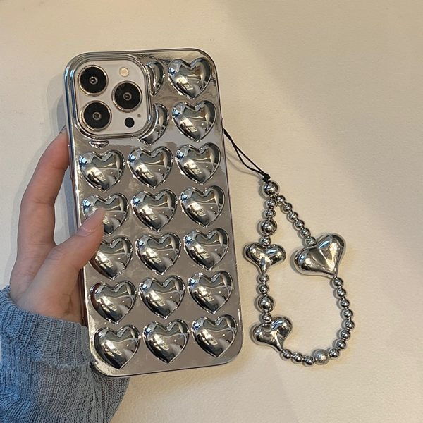 Silver Metal Hearts iPhone Case